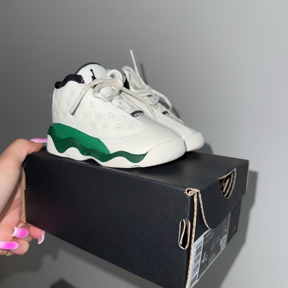 Jordan Kids White and Green Sneakers